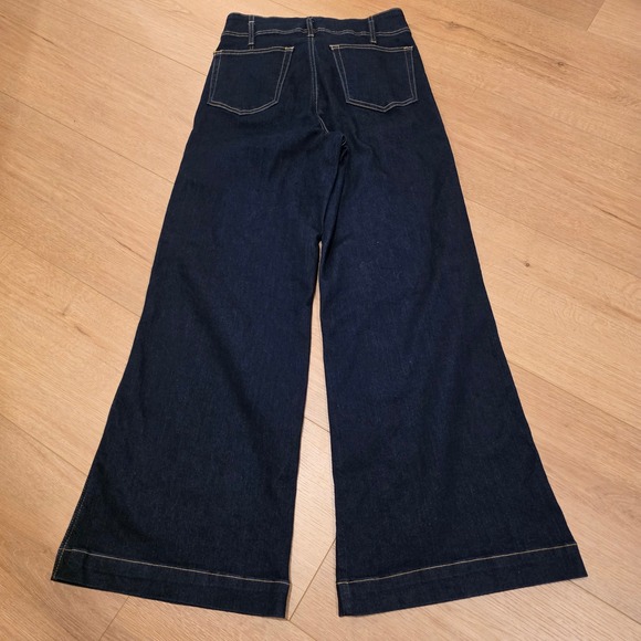 FRAME Wide Leg High Rise Jeans Rinse Womens Size 29 Blue Indigo Retro Boho - Picture 9 of 10